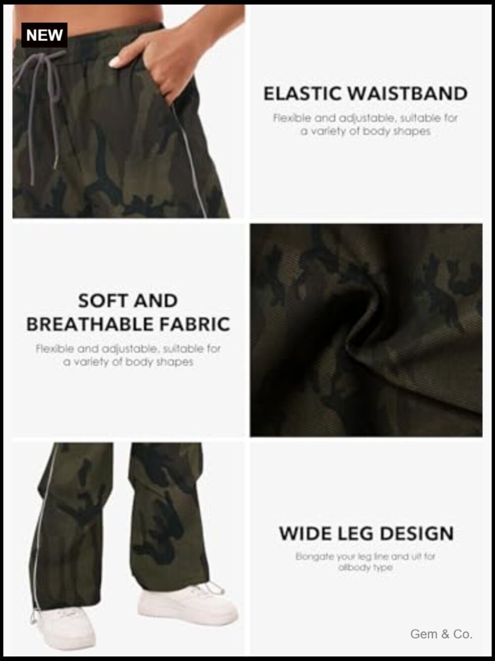 Y2K Baggy Parachute Cargo Pants Wide Leg Track Pants with Drawstring Waist - Picture 5 of 7